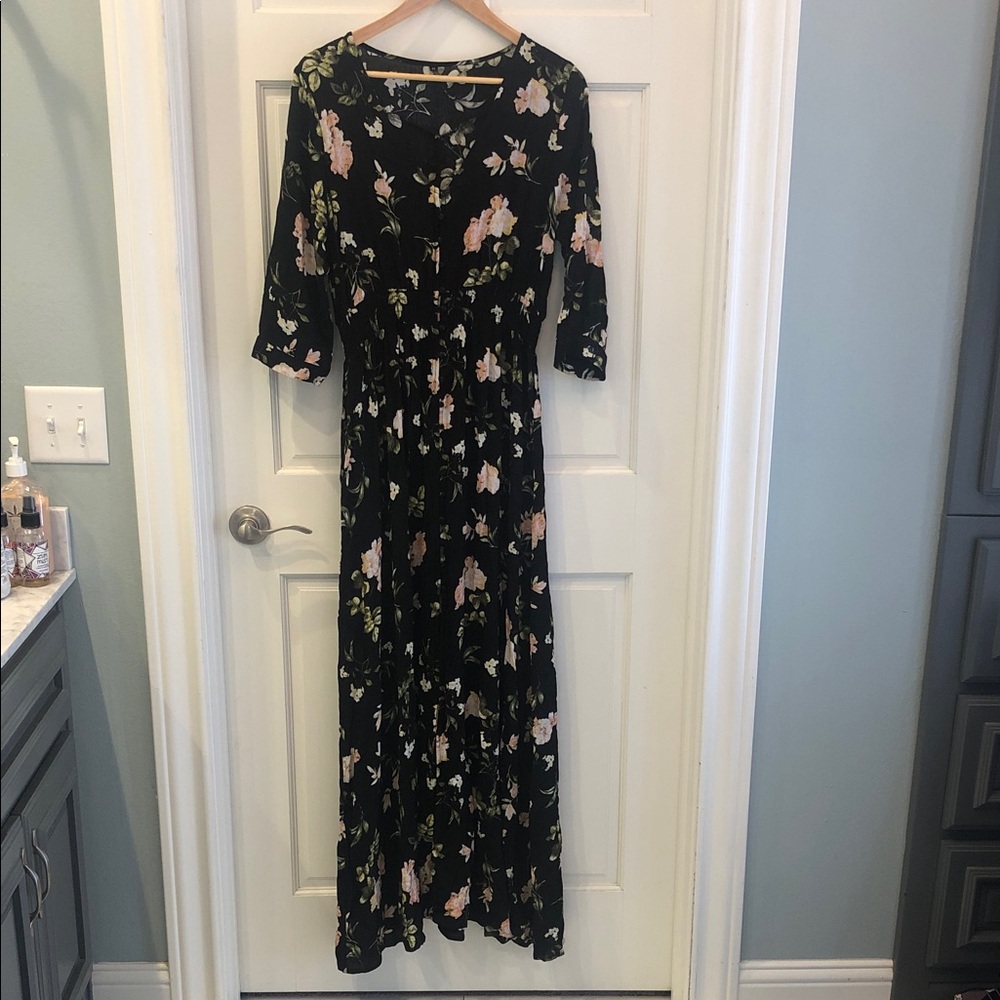 Floral Black Maxi Dress